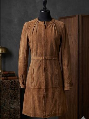 Women's Vintage Suede Long Coat Size Medium